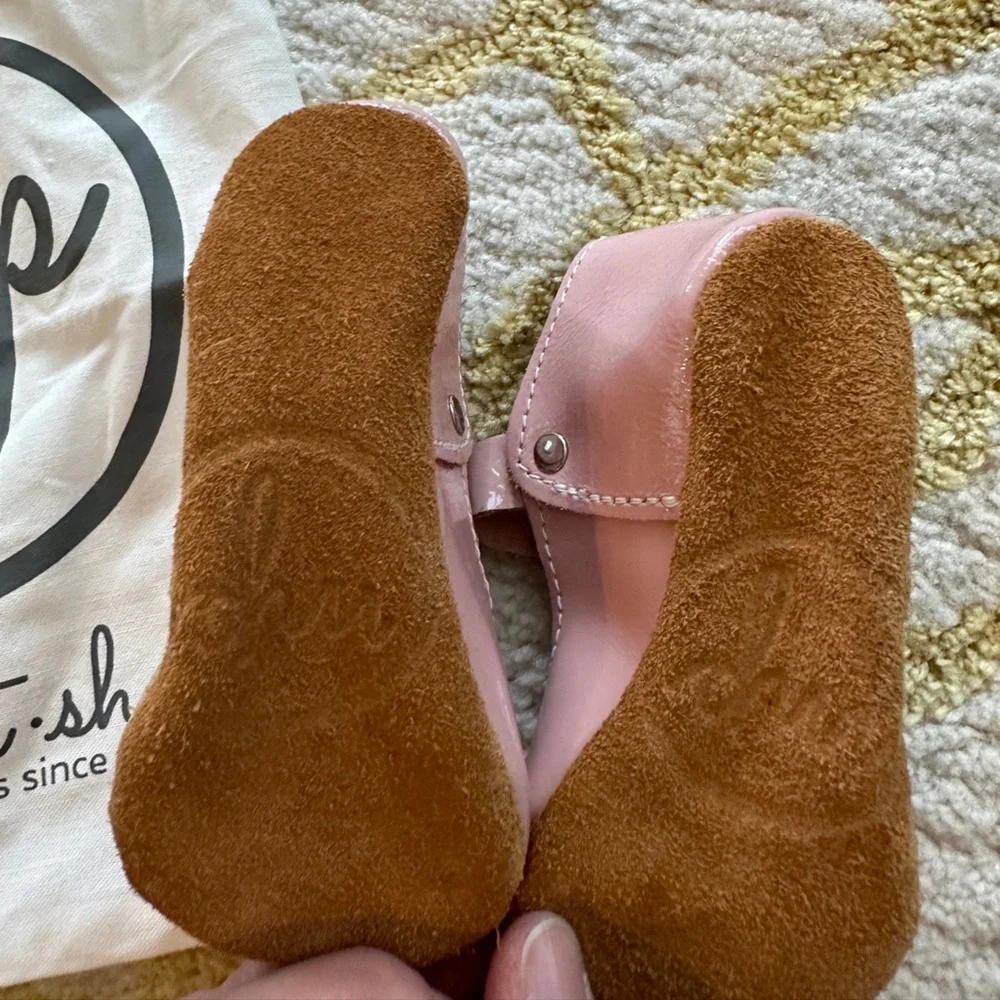 Mon Petit PATENT BLUSH Pink Size 4 Mary Janes Mon Soft Soled Baby Shoes‎